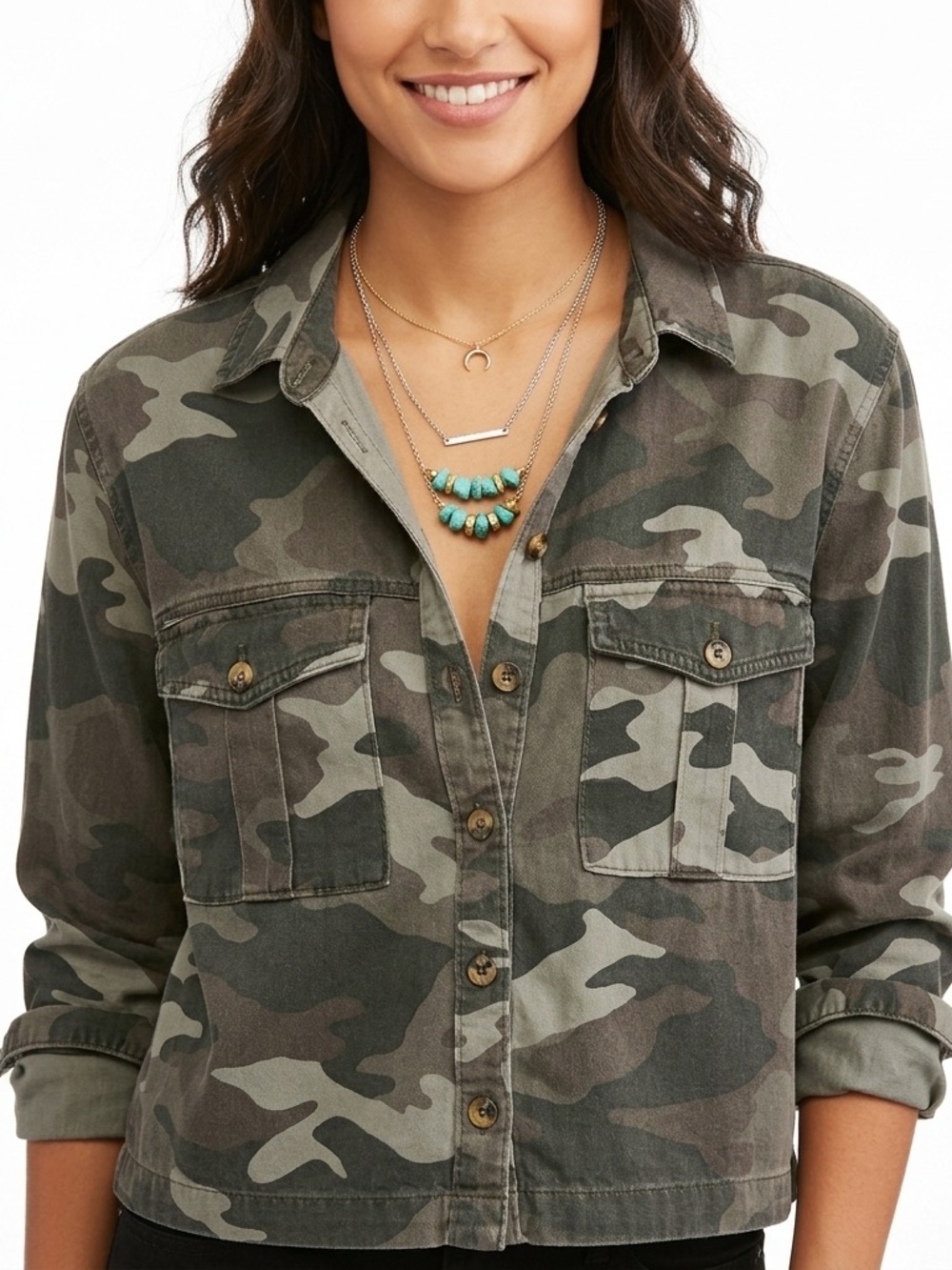 Aeropostale Camo Utility Shirt XL Gray Green Camouflage Gorpcore Streetwear Top